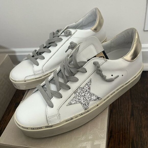NWT Golden Goose High Star Sneakers in Silver Glitter - Picture 7 of 12
